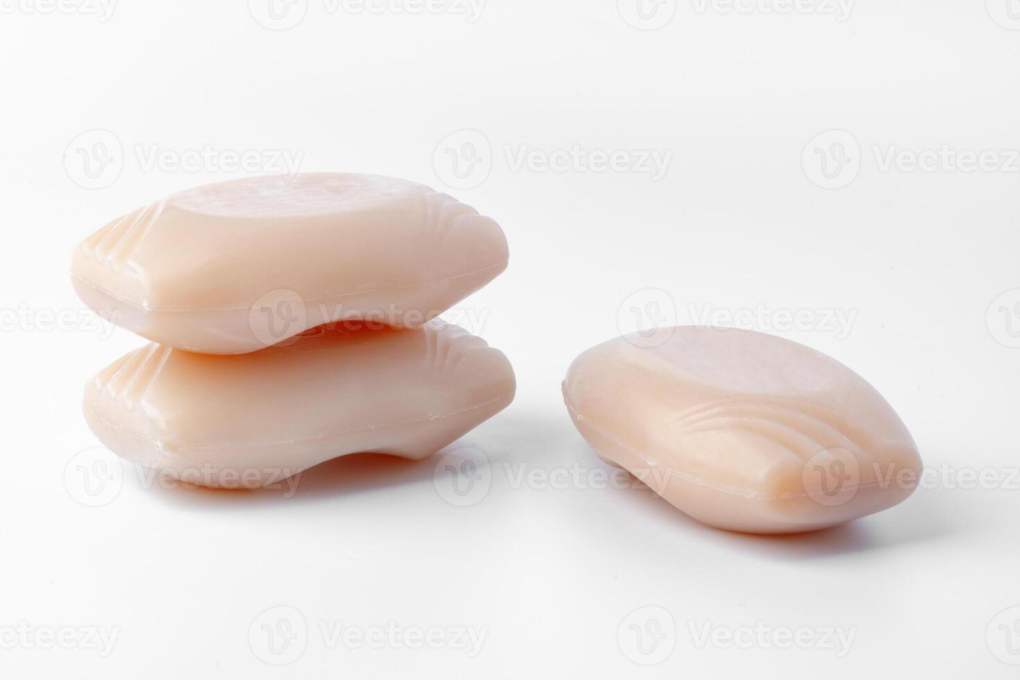 Close up of hygiene toilet soap isolated on white background photo