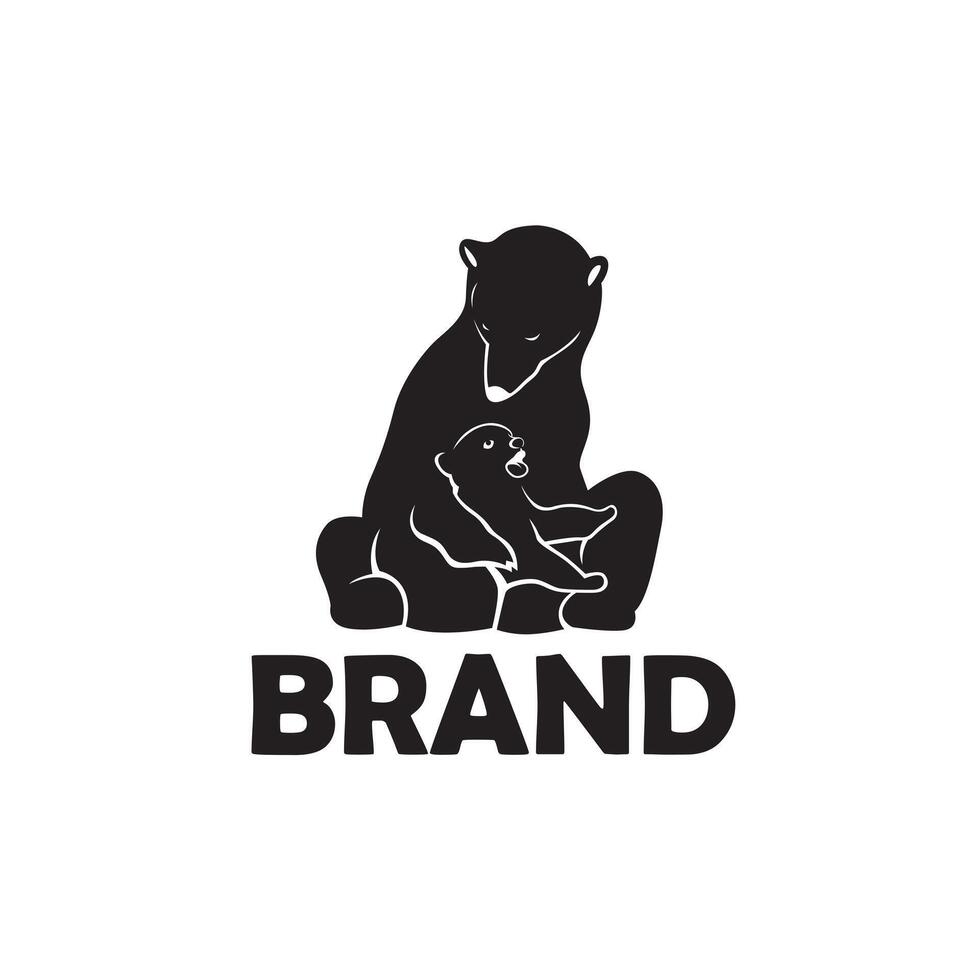 minimalist bear logo design vector