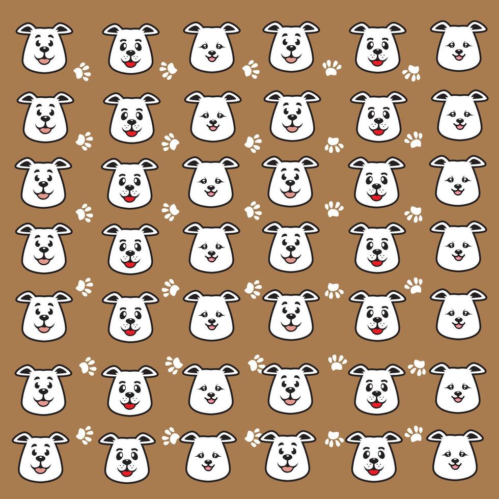 Happy Dog Faces Pattern vector