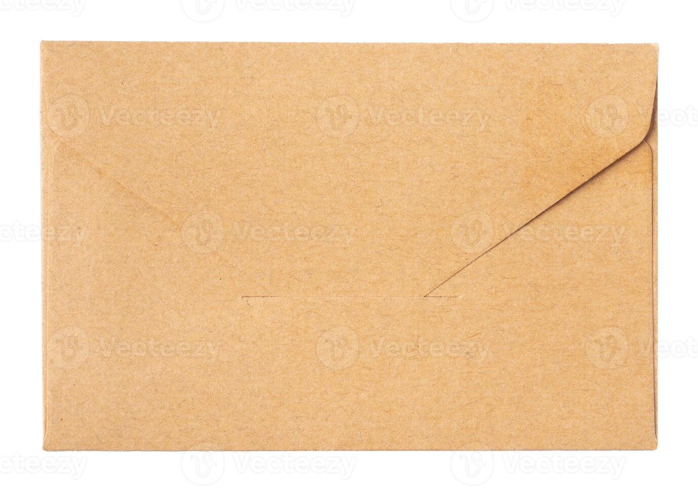 Recycled craft paper envelope isolated white background photo