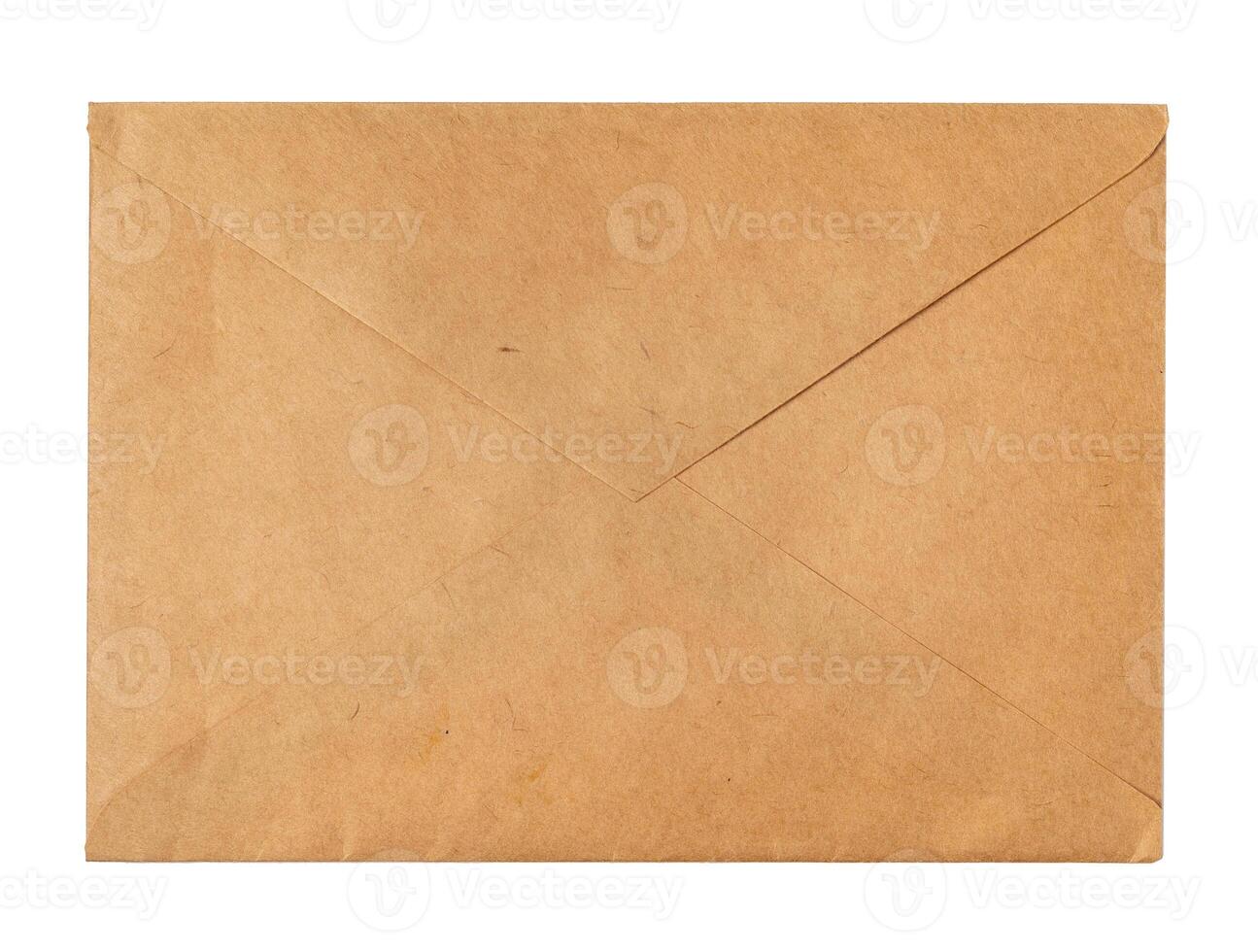 Recycled craft paper envelope isolated white background photo