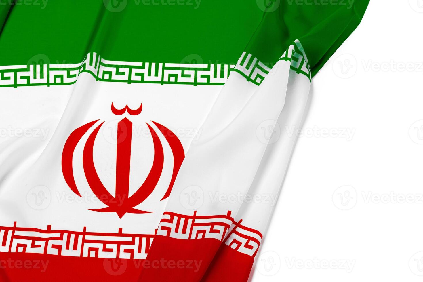 Photo of fabric flag of Iran close up
