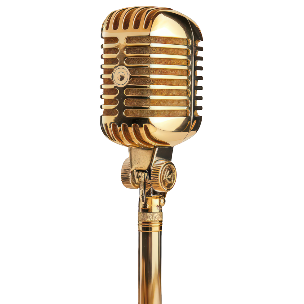 golden microphone transparent background png