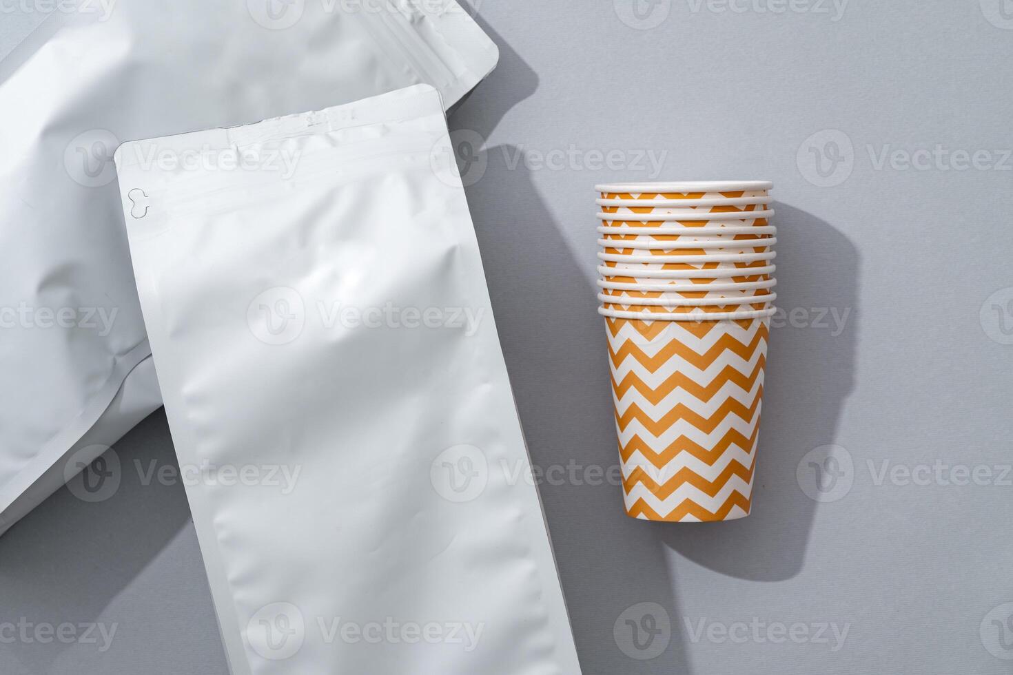 Coffee identity branding mockup set top view flat lay photo