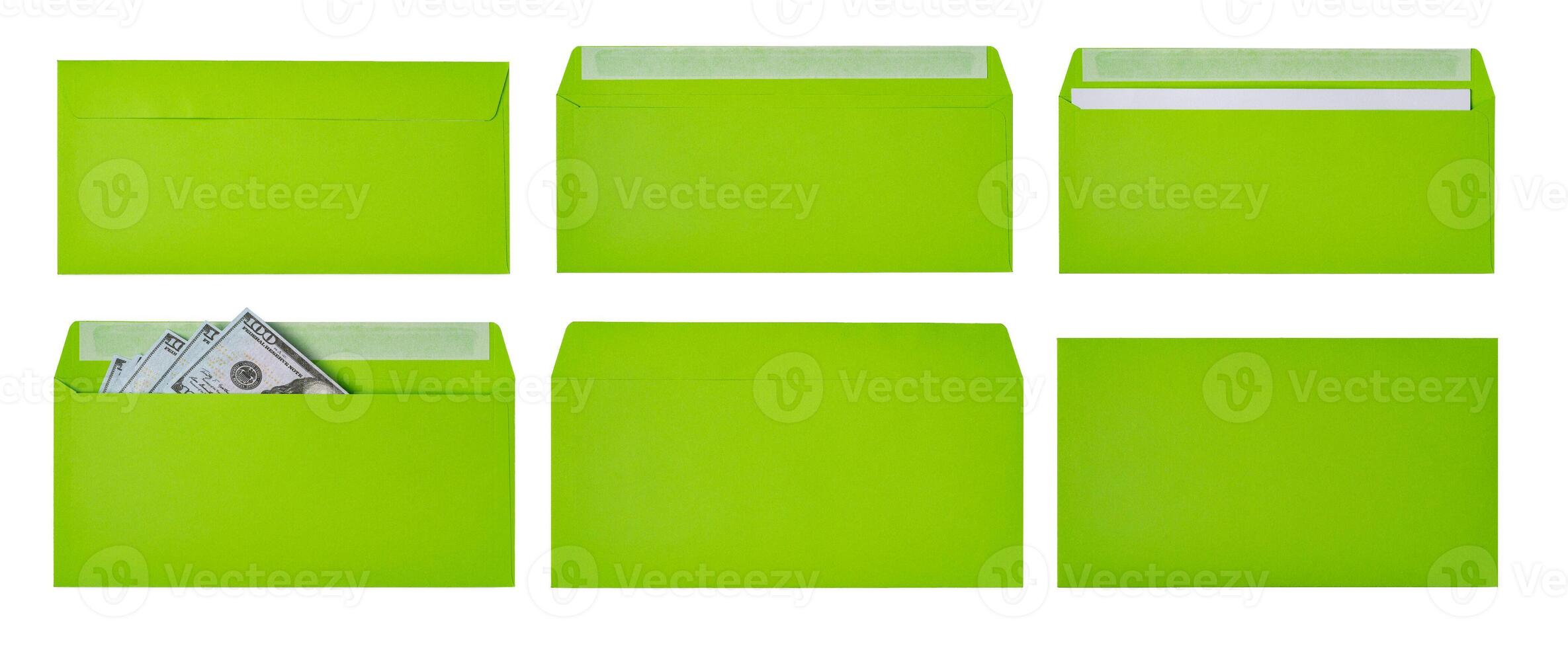 Money dollars in paper envelope on a white background photo
