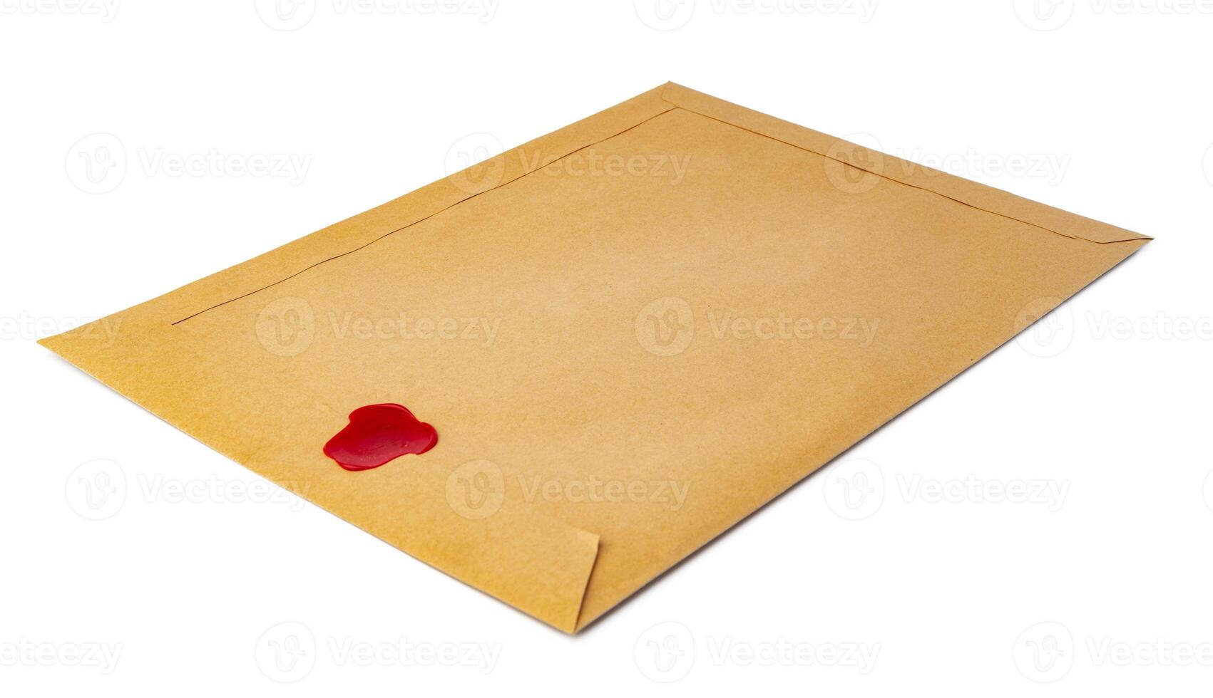 Recycled craft paper envelope isolated white background photo