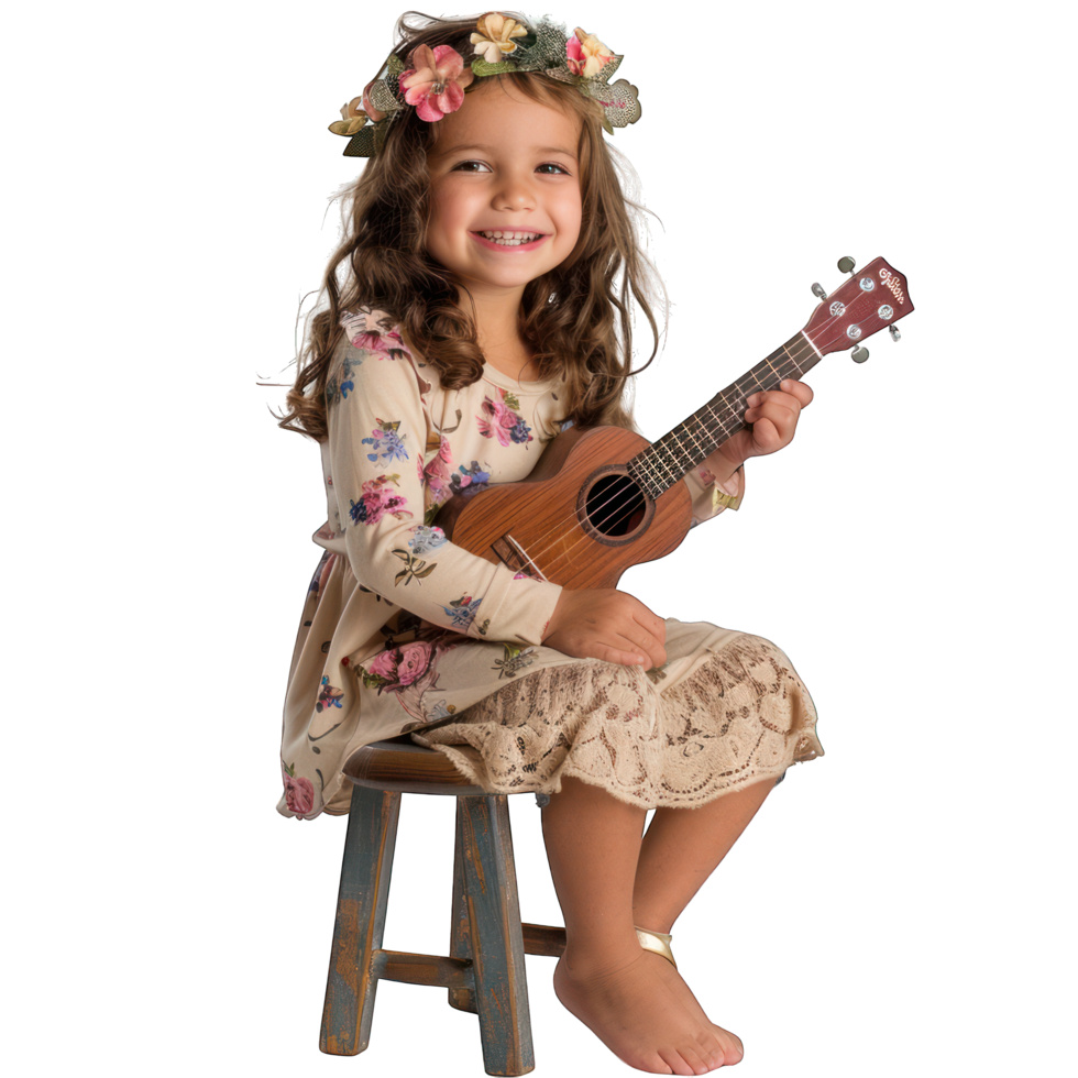 a little girl playing guitar transparent background png
