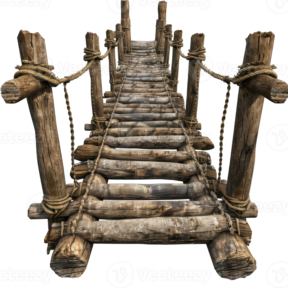bridge made of wood and rope transparent background png