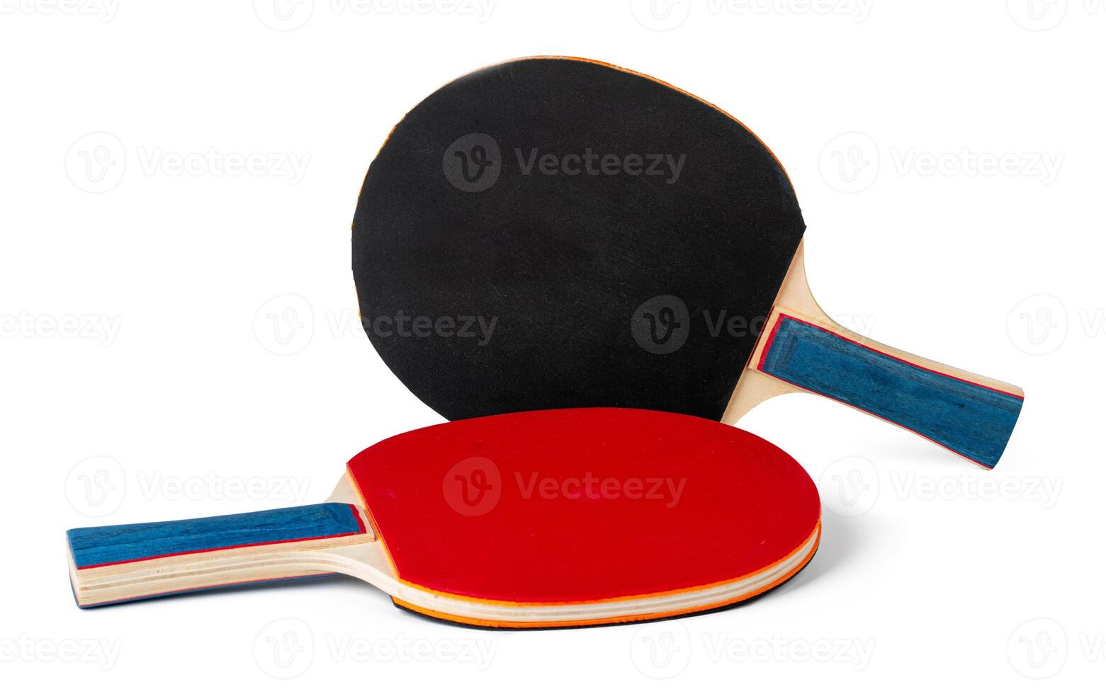 Two ping pong rackets isolated on white background photo