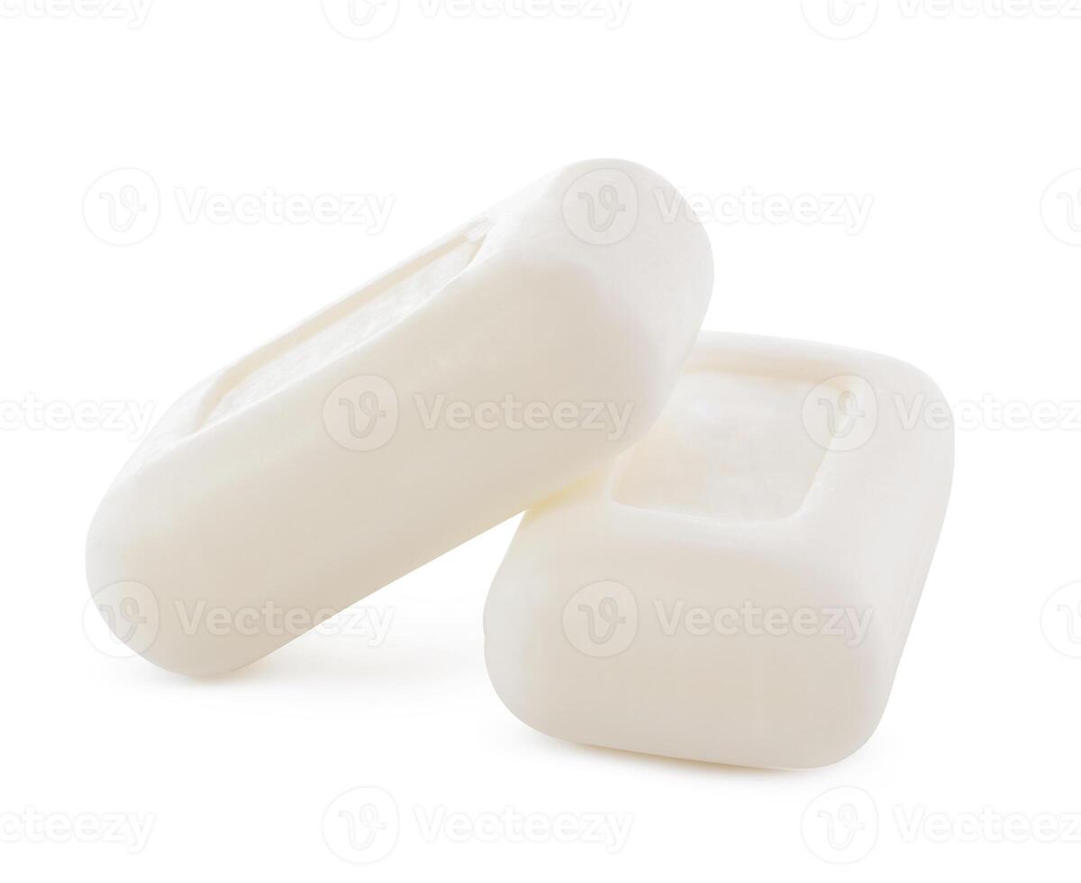 Close up of hygiene toilet soap isolated on white background photo