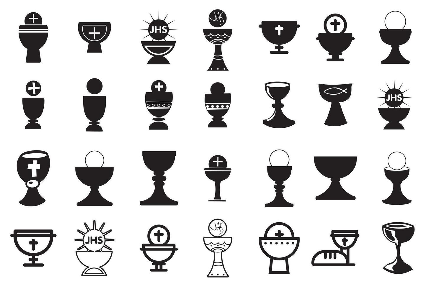 Chalice and cup icons set vector