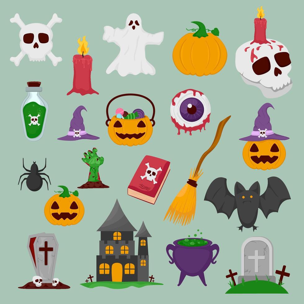 Halloween cartoon set element vector