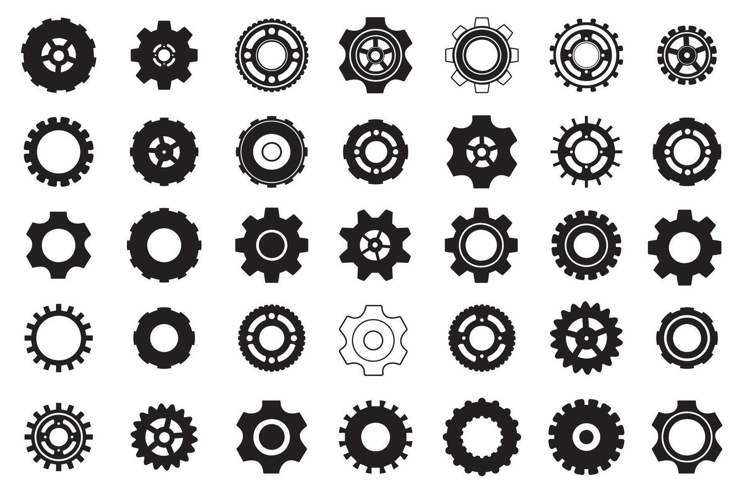 Gear wheel icon set. Setting symbols vector