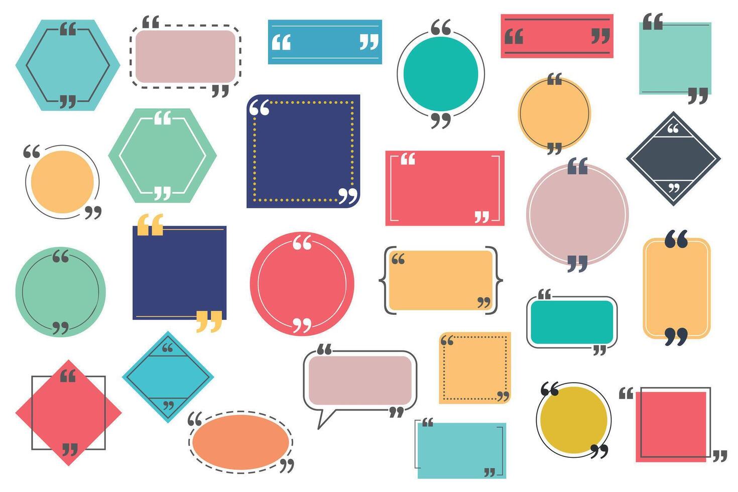Quote box and speech bubble templates set vector