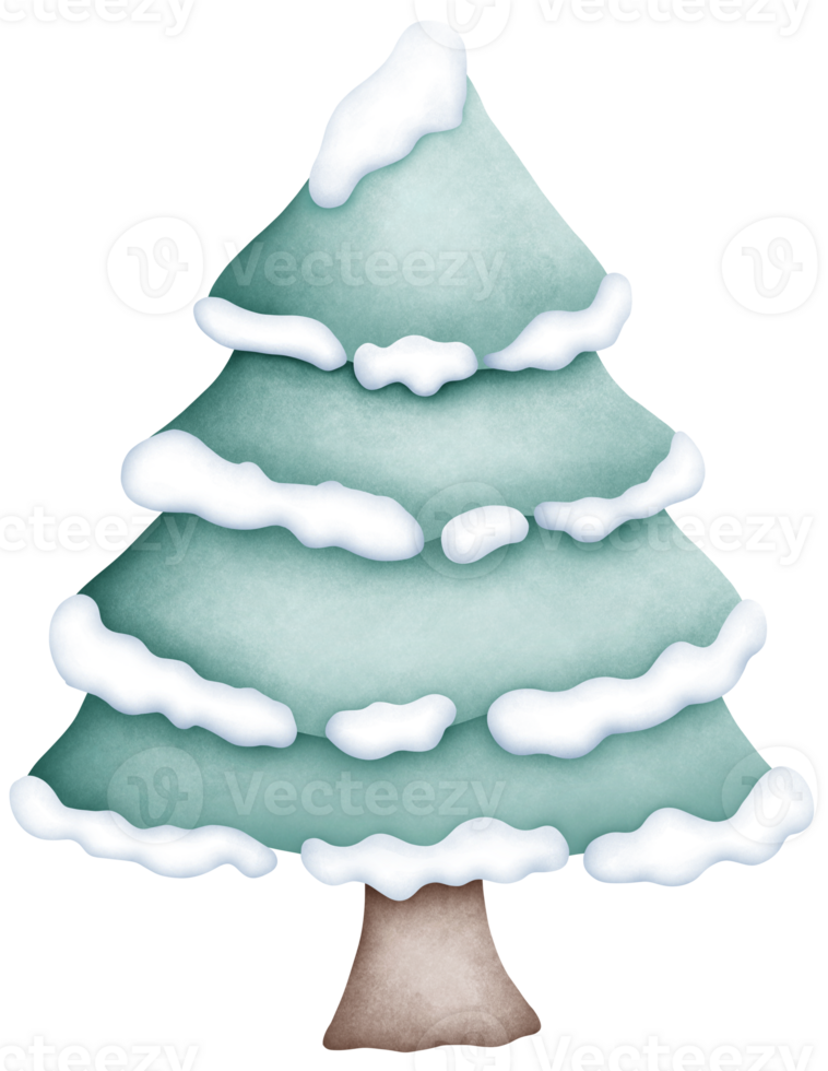 Cute Watercolor green Pine Trees for Christmas and Winter Holiday Designs png