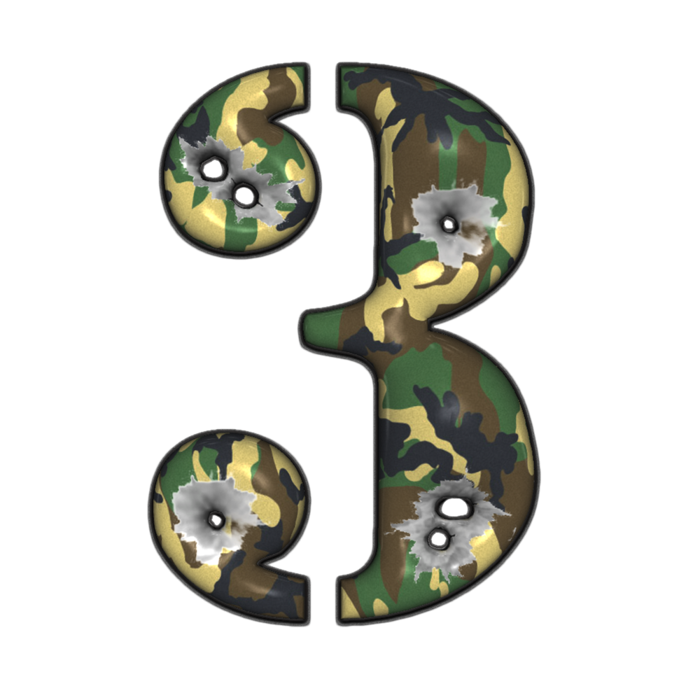 Number Three 3d png