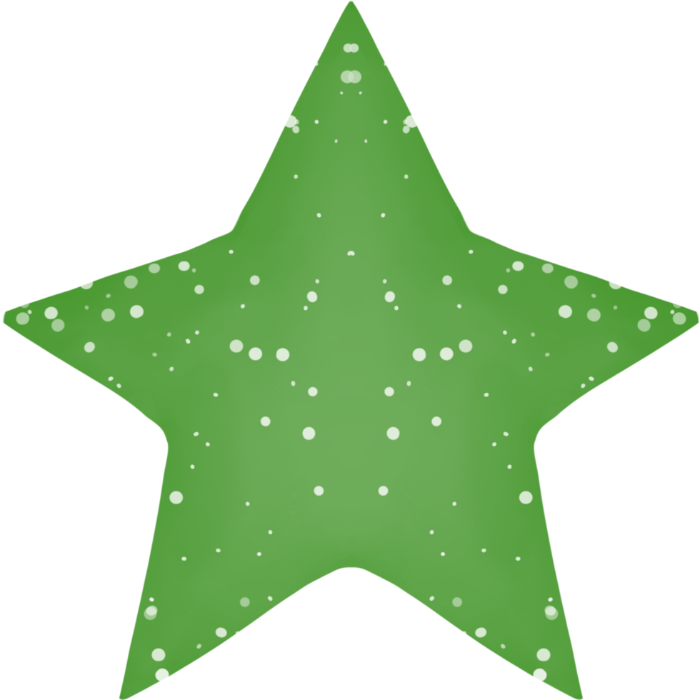 Green color star with glitter on surface png