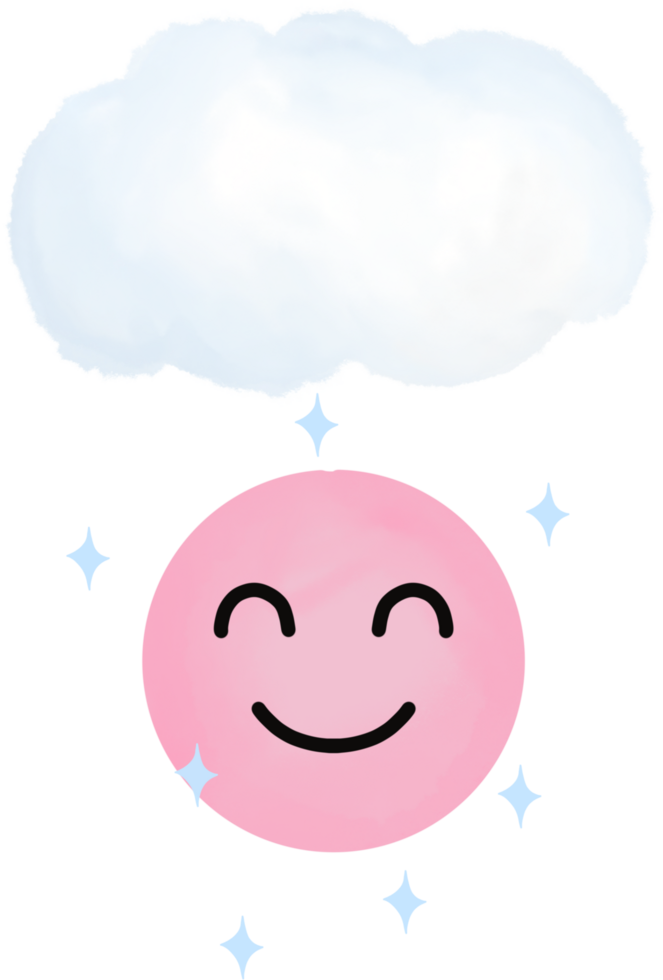 happy face character with star and white cloud, emotion express concept png