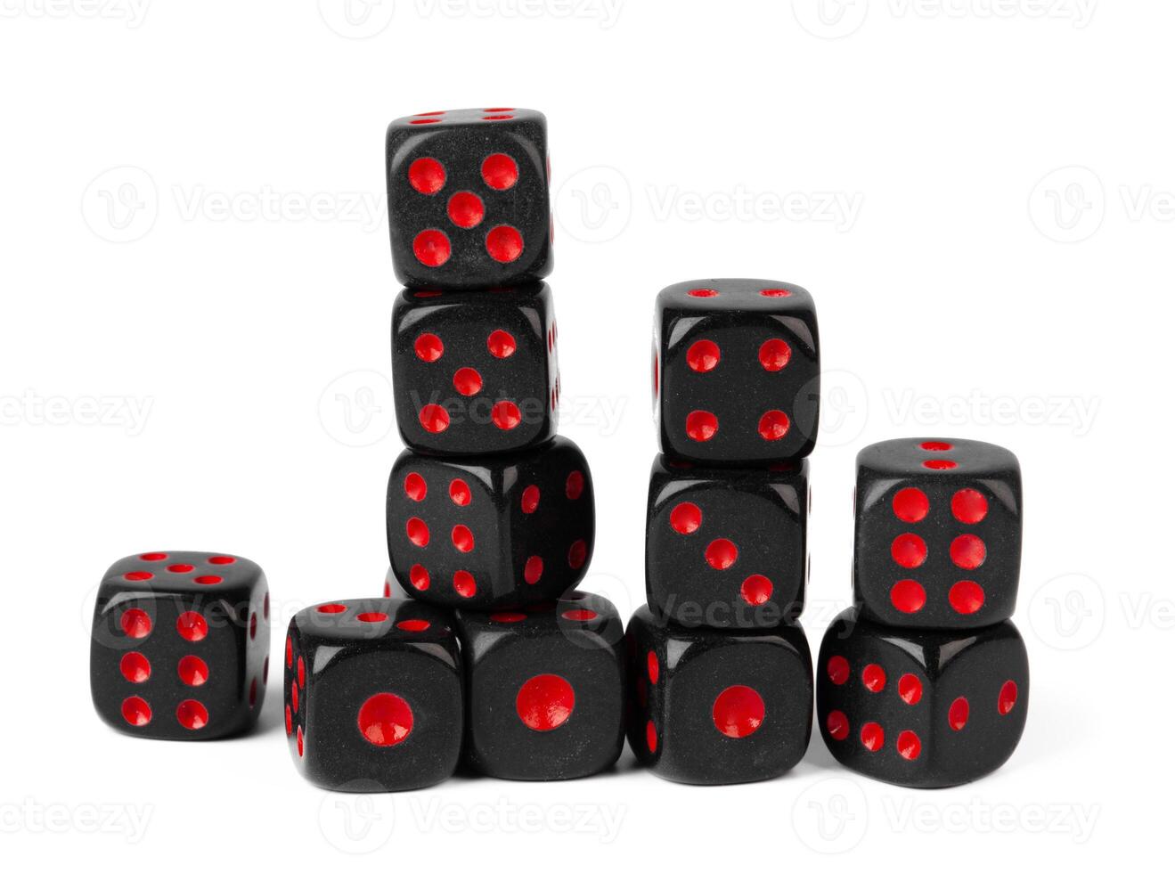Stacked play dice isolated on white background photo