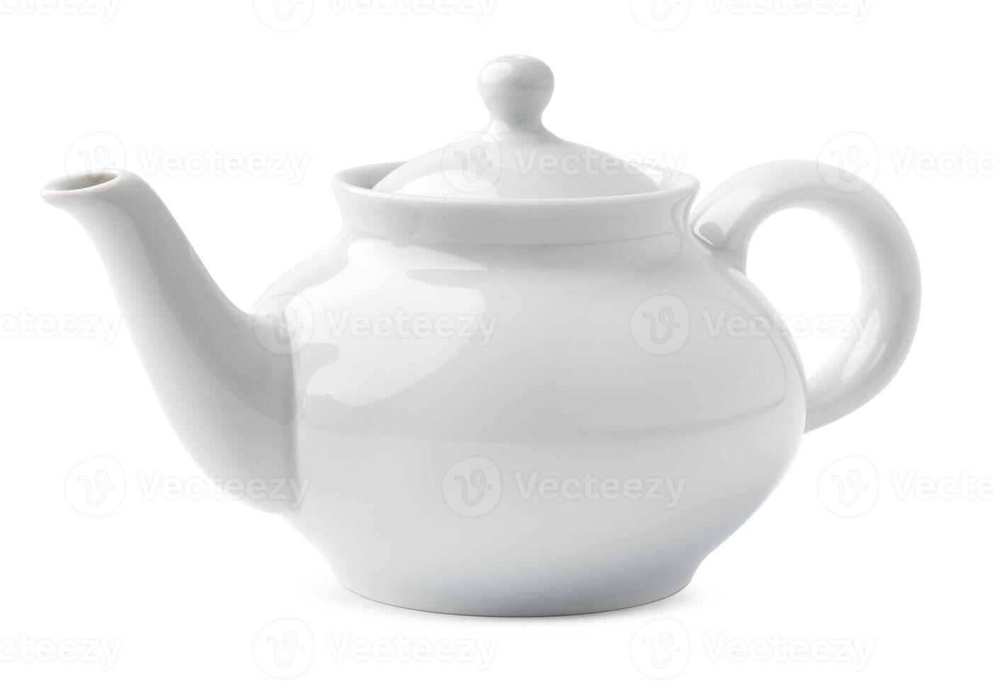 Tea pot isolated on white background, close up photo