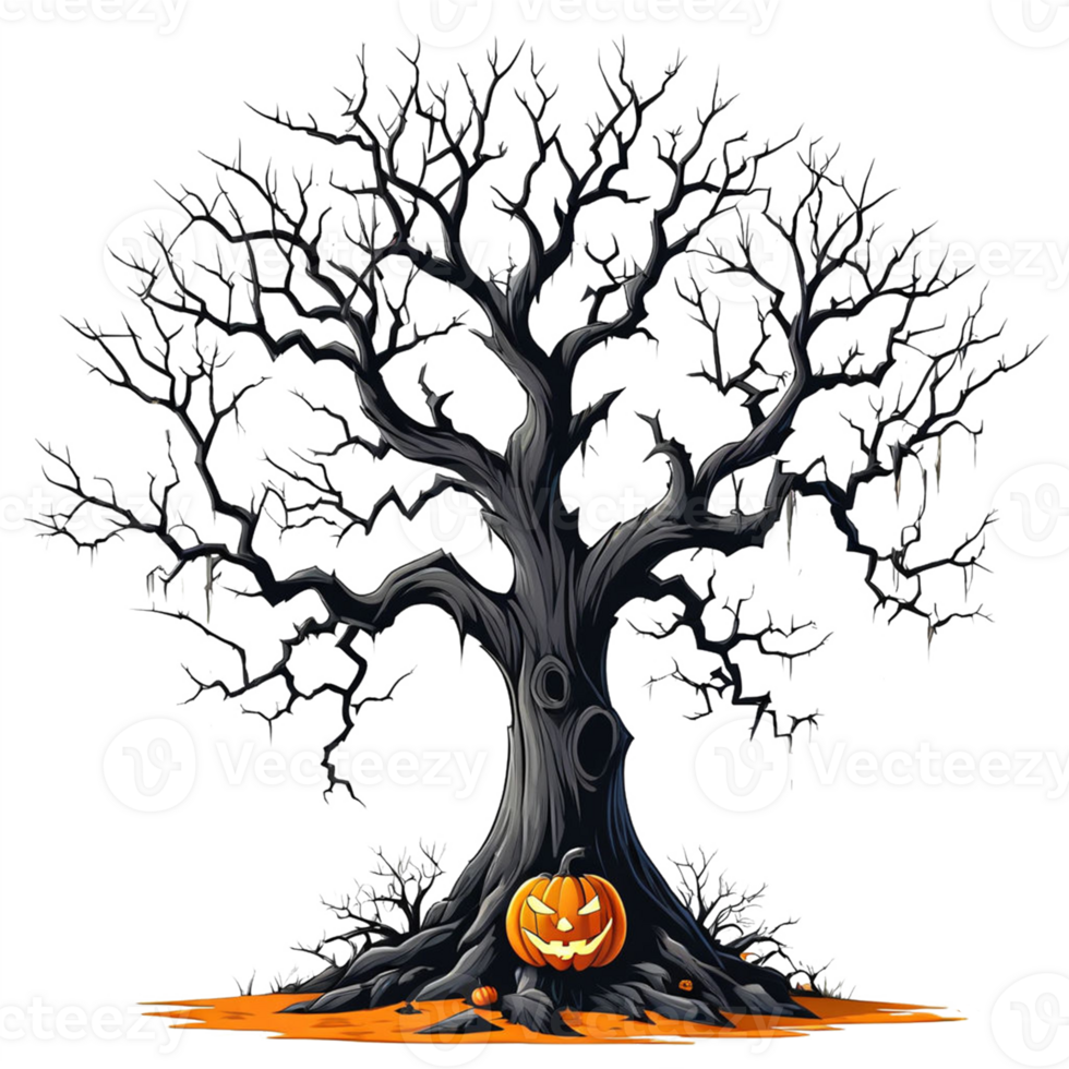 Halloween tree with pumpkin on it, tansparant Background png