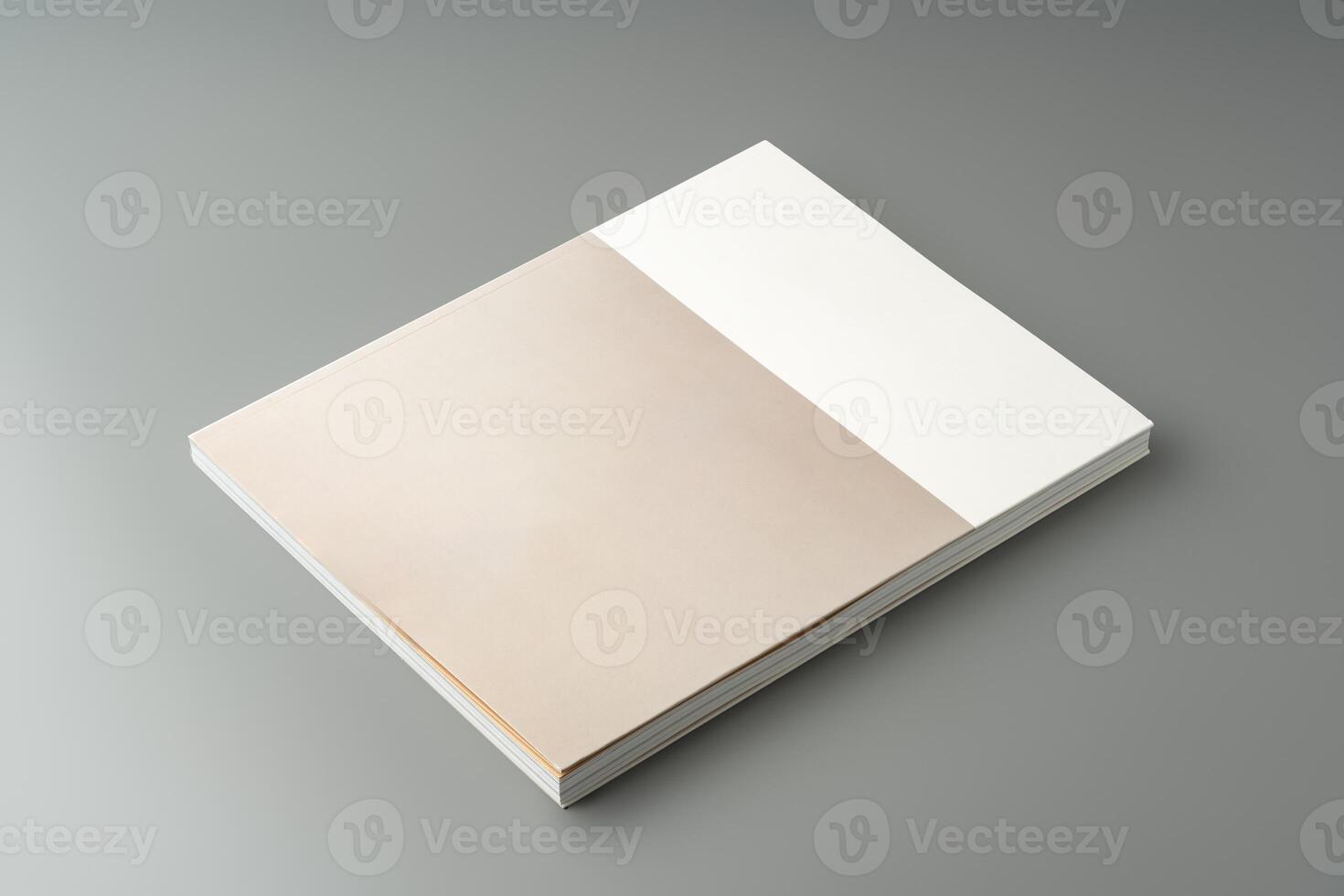 A minimalistic design showcasing an open book resting on a gray surface in soft lighting photo