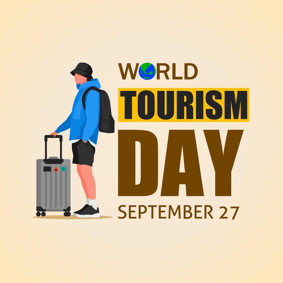 World Tourism Day theme design. illustration. Suitable for Poster, Banner, Background and Greeting Card. vector