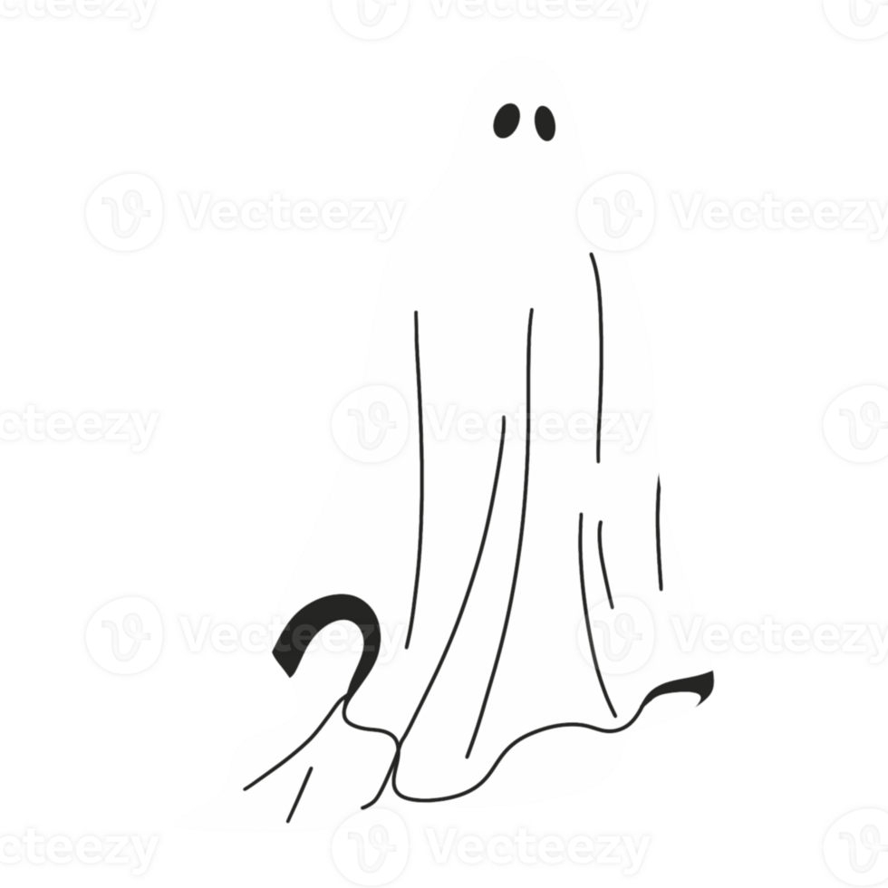 Spooky ghost Halloween illustration png