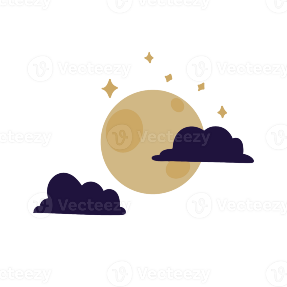 Spooky moon and cloud Halloween illustration png