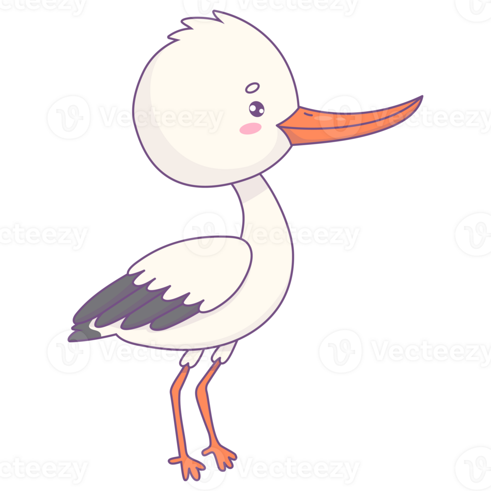 White stork bird standing sticker png
