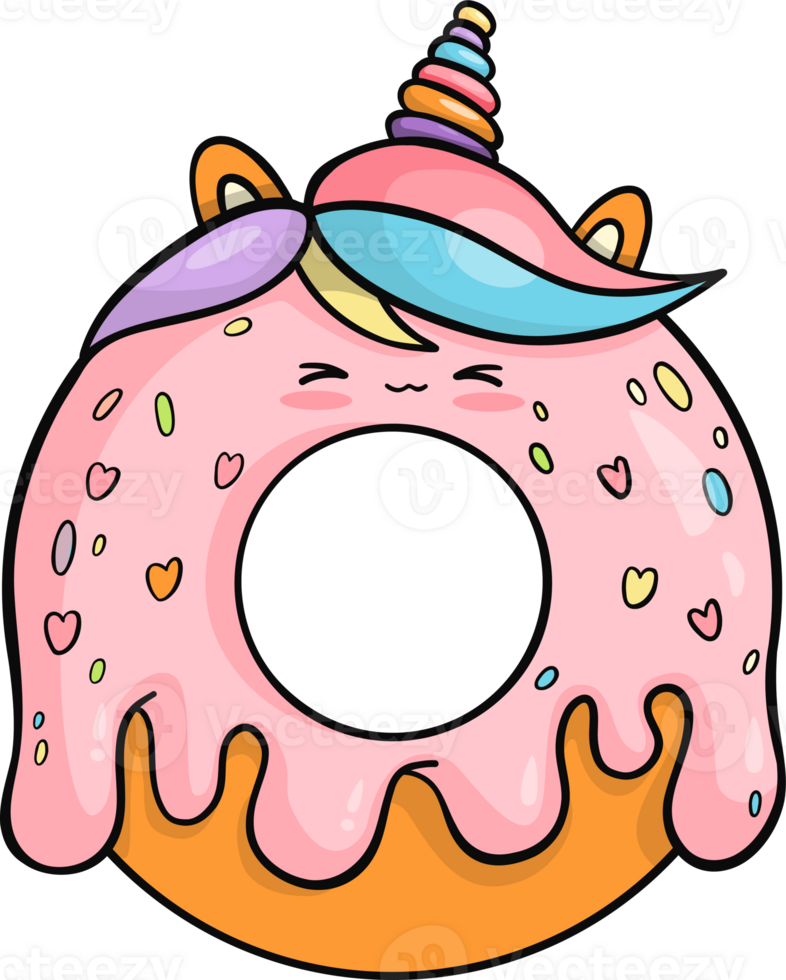 Cute donut unicorn character png