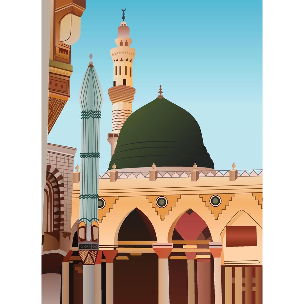 A illustration of Medina Mosque in Saudi Arabia vector