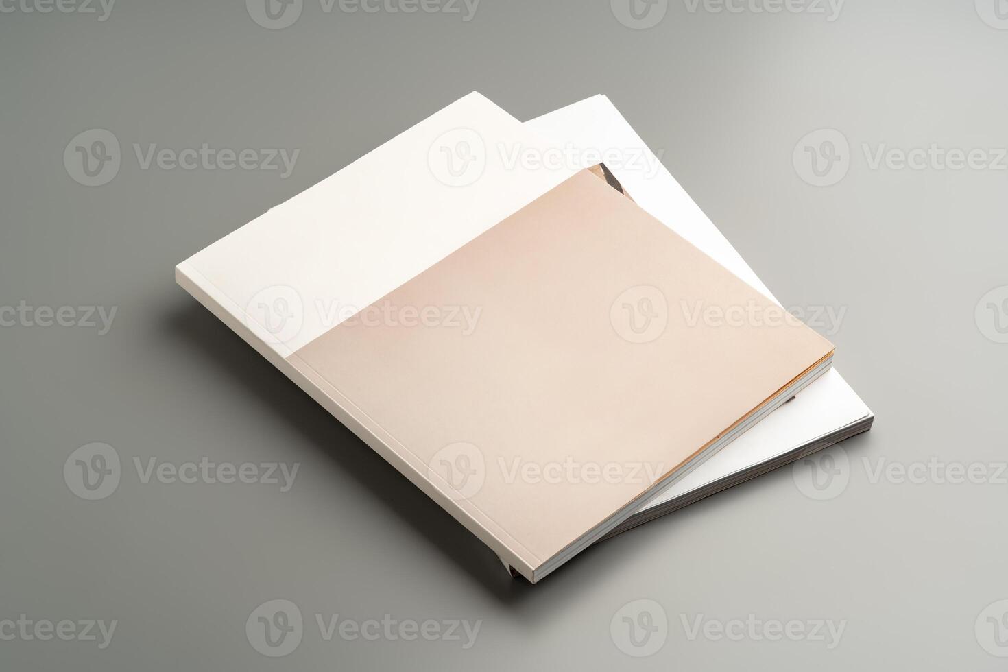 A minimalistic design showcasing an open book resting on a gray surface in soft lighting photo