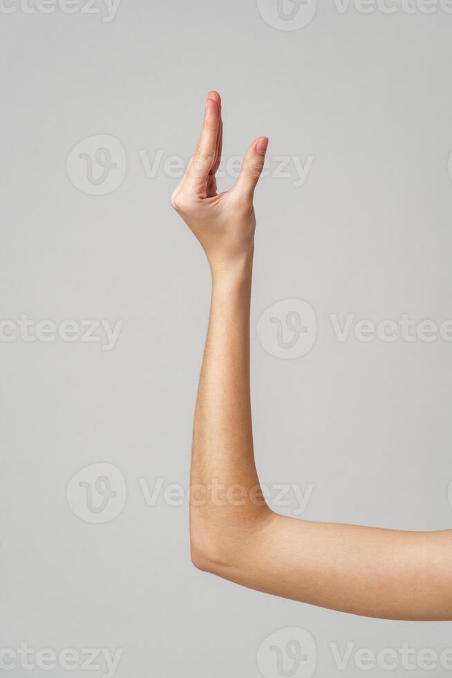 Close Up of a Woman's Arm Extended Upward photo