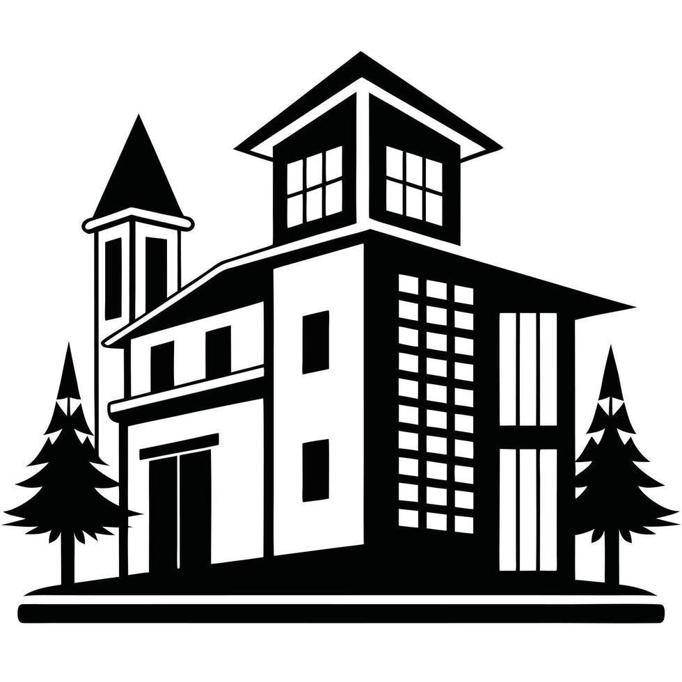 Real estate silhouette art Illustration with white background vector
