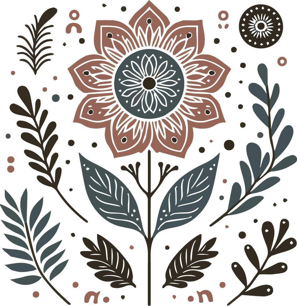 A hand drawn abstract seamless pattern wildflower flat icon Spring floral design vector