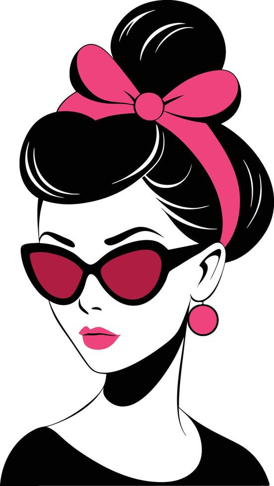 A charming with beautifully styled hair in a romantic bun vector
