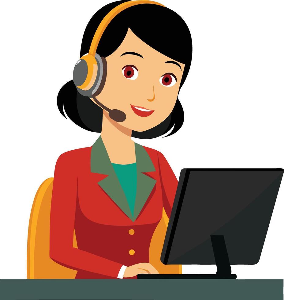 Portrait of female customer support executive vector