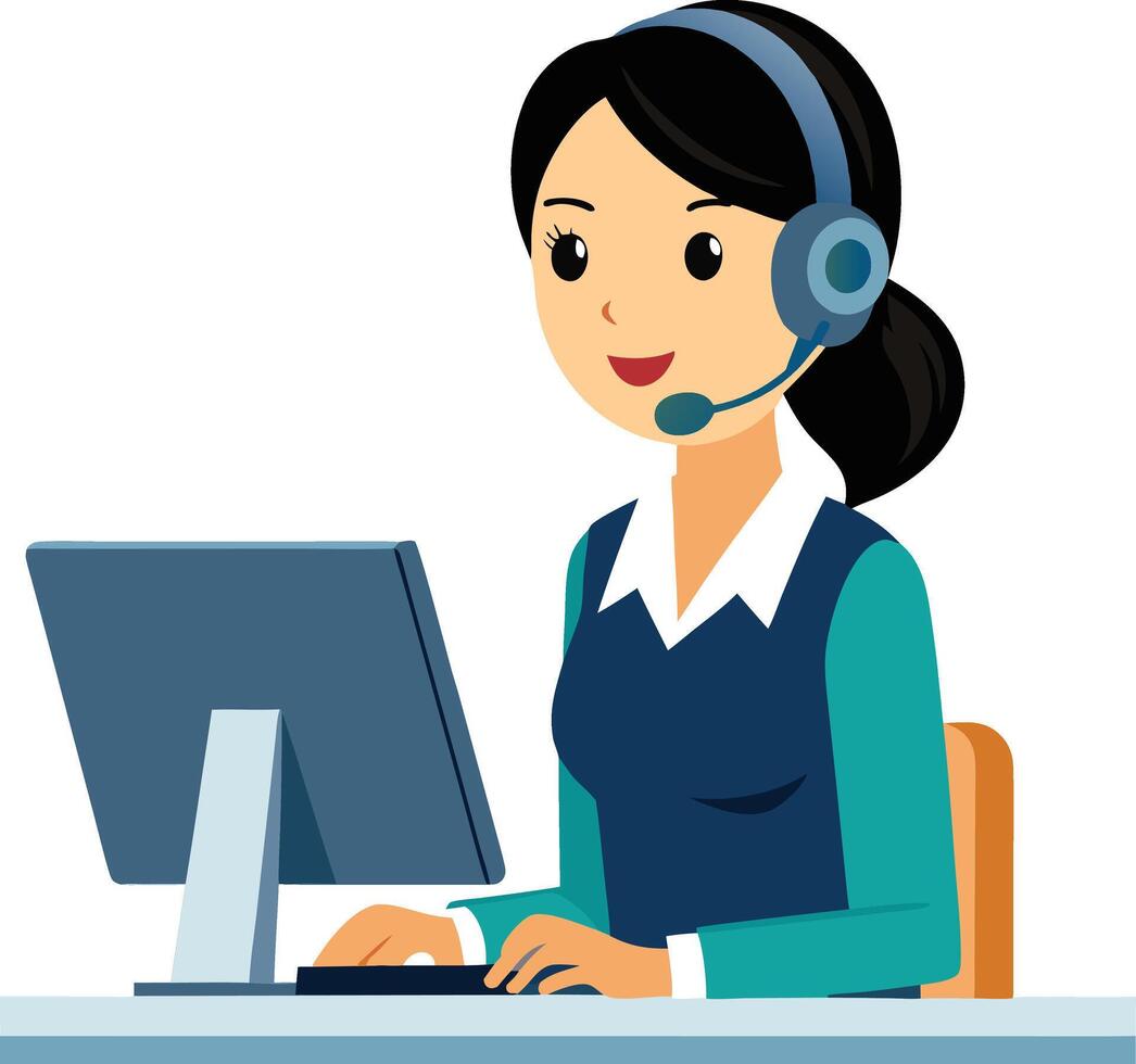 Female call center executive vector