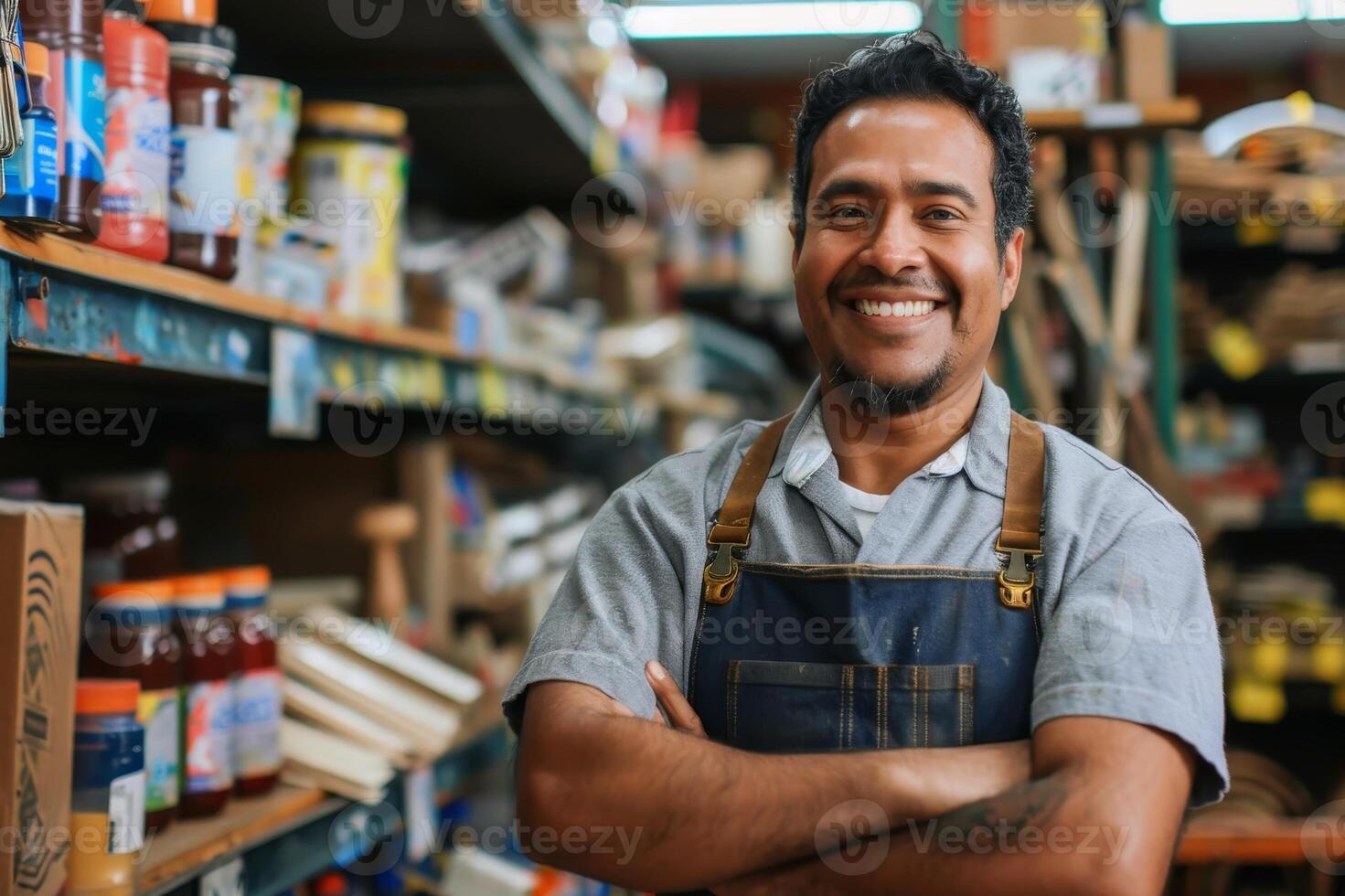 A friendly salesperson in an DIY store. AI generate photo