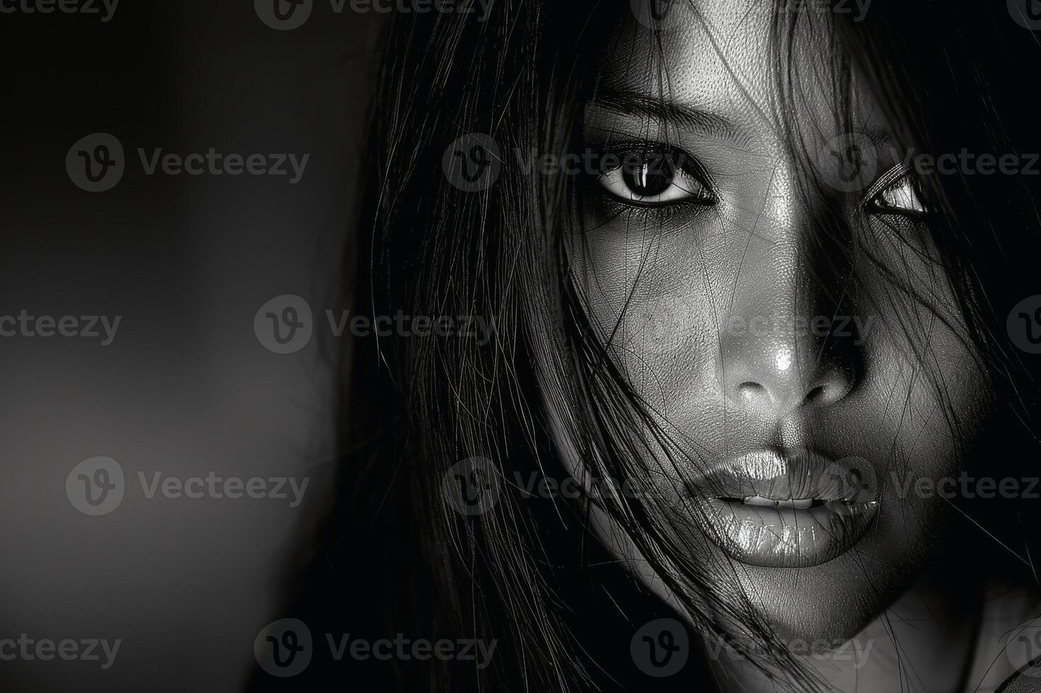 A portrait of a beautiful and sensual woman. AI generate photo