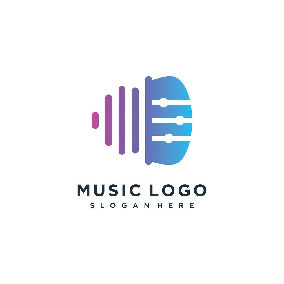 Music logo design icon with pick guitar concept idea vector
