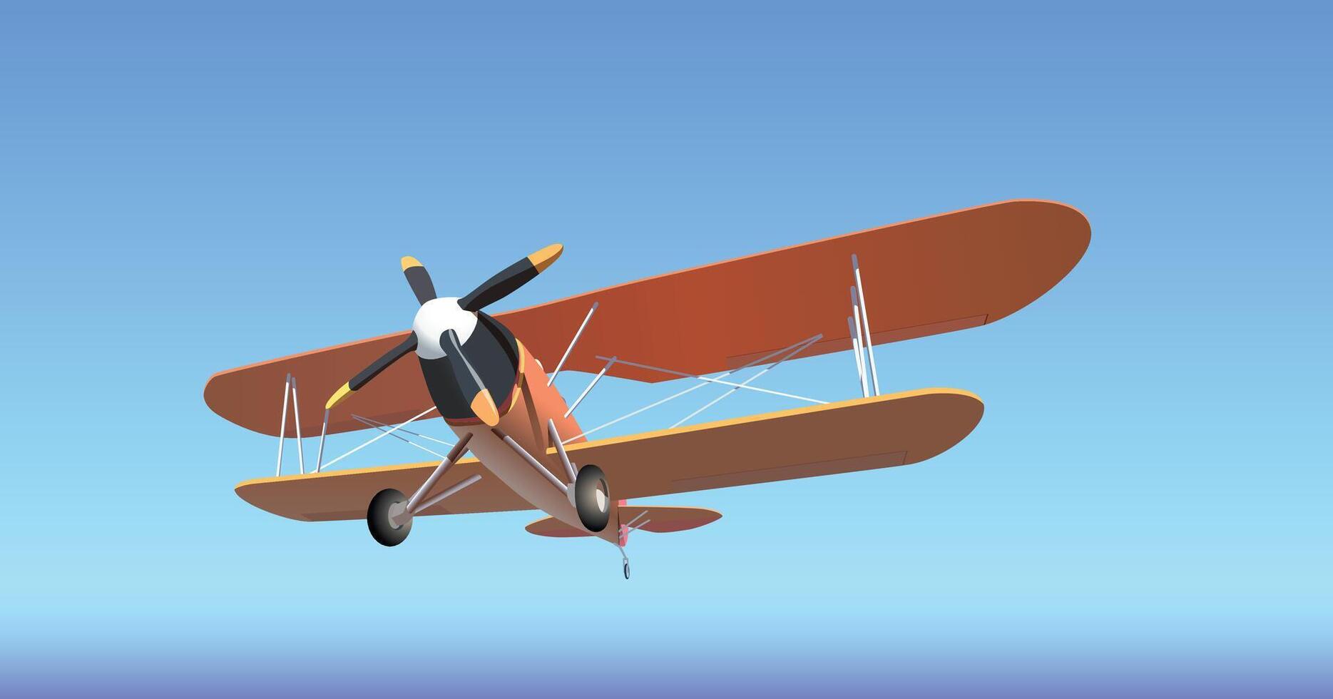 Airplane, retro plane in the sky. . vector