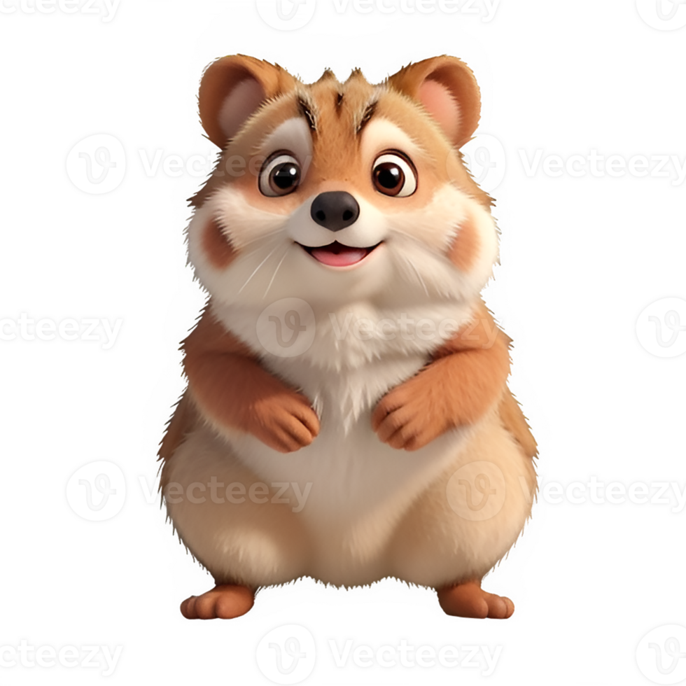3d cartoon image of Quokka on transparent background png