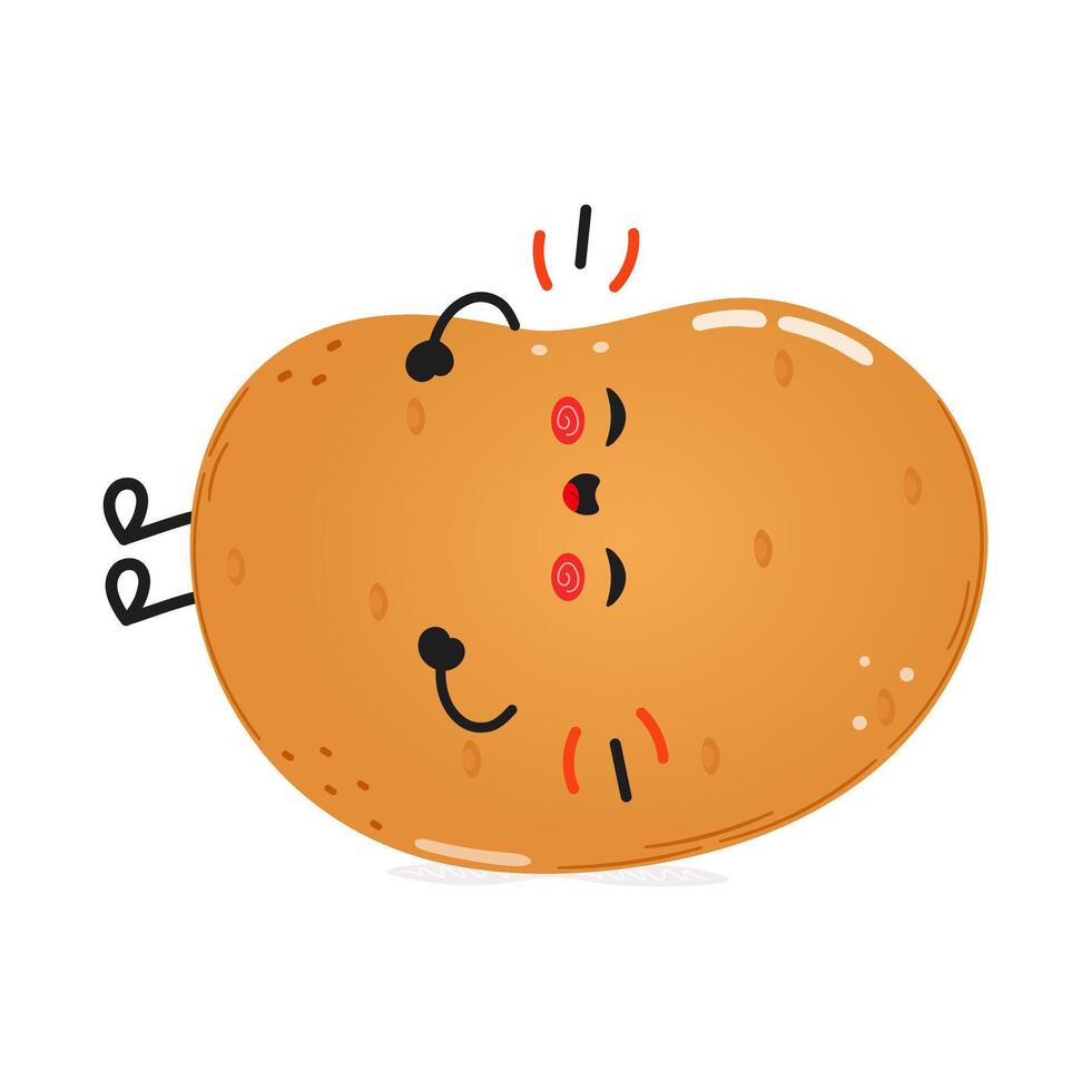 Potato laughs character. hand drawn cartoon kawaii character illustration icon. Isolated on white background. Potato character concept vector