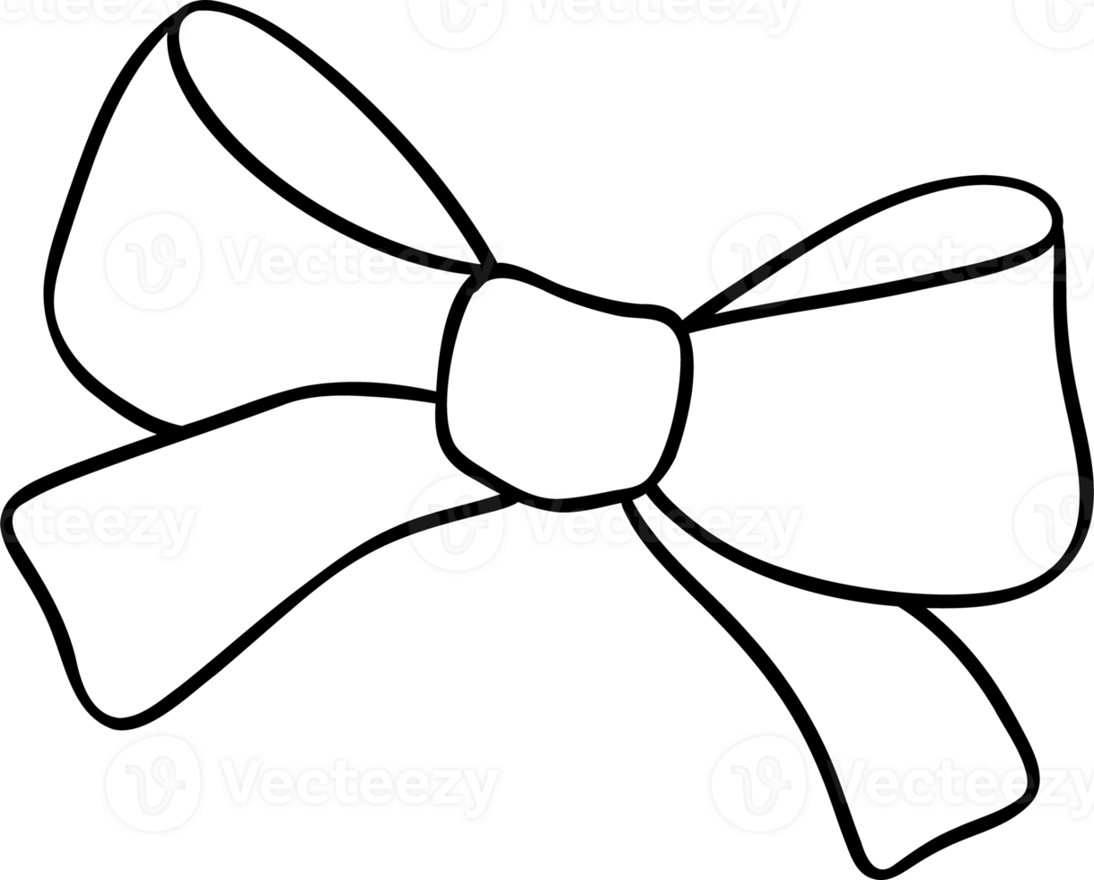 Cute pink bow simple doodle png