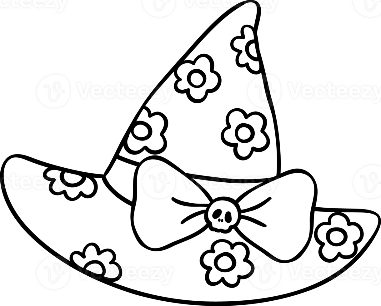 Cute flower Halloween witch hat Girly Coquette Cartoon png