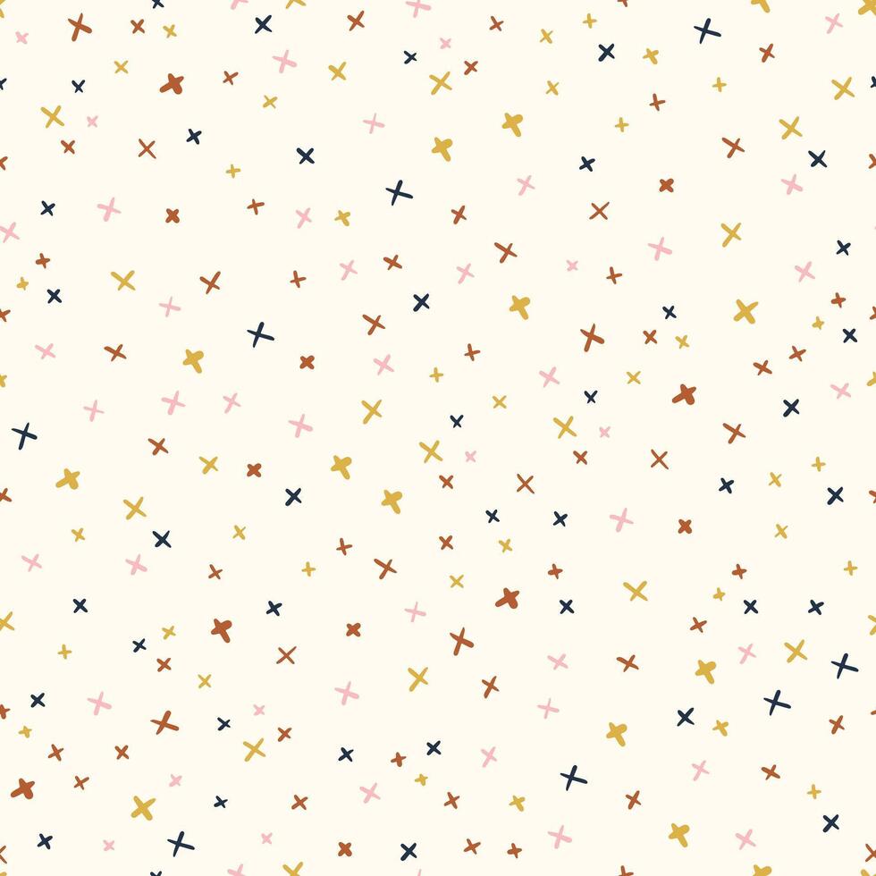 Minimalist color pluses seamless pattern. vector