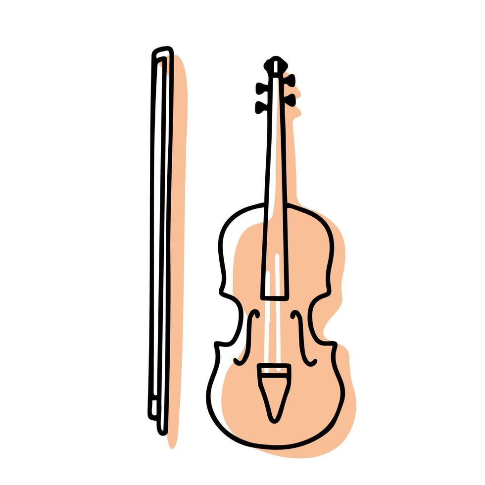 Violin and Cello Line Art Music Instrument in Flat Style vector