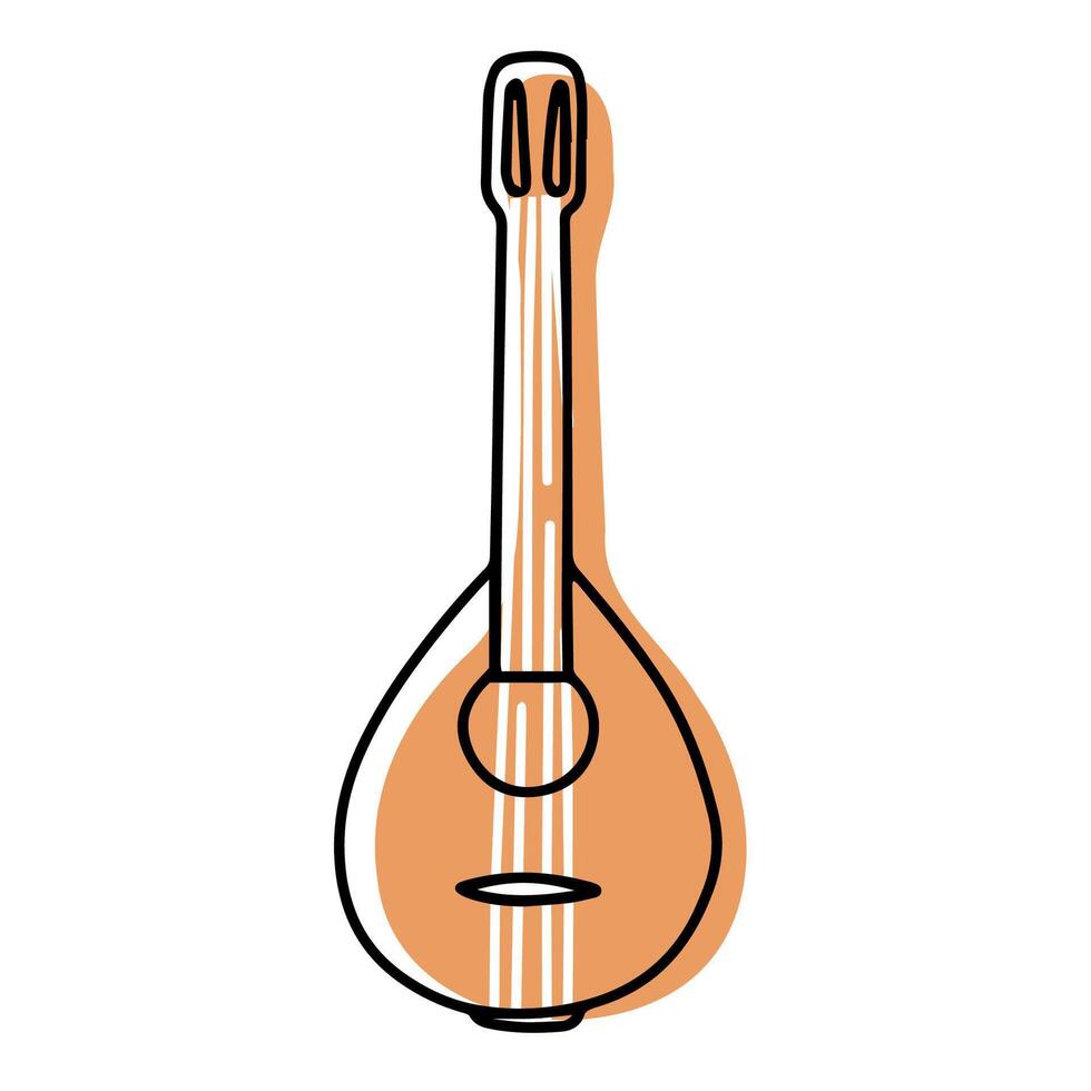 Mandoline Line Art Music Instrument in Flat Style vector